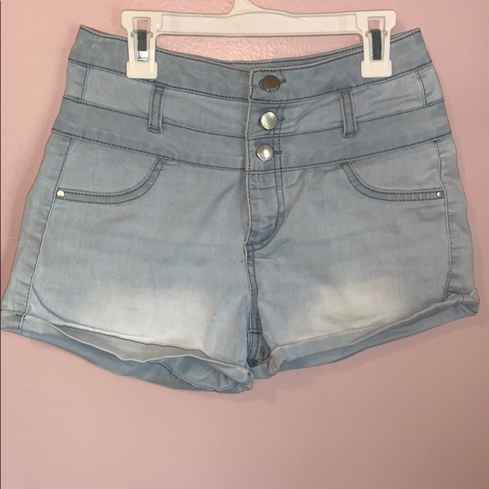 High Waisted, Faded Jean Shorts